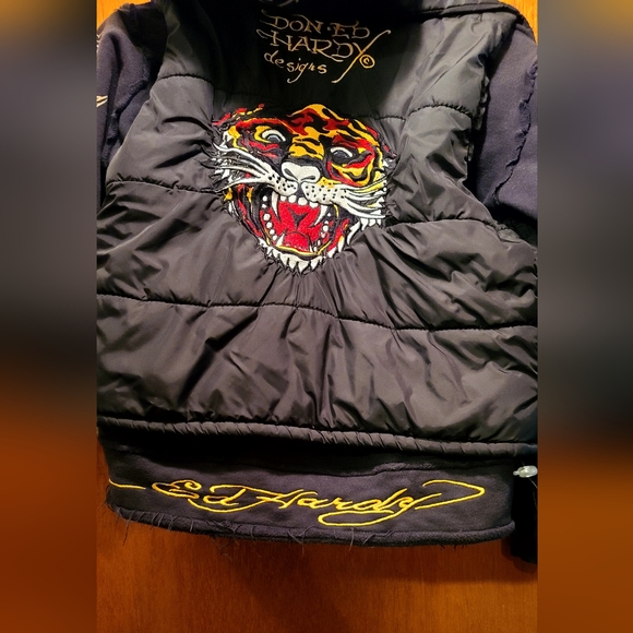 Ed Hardy KILLER black tattoo hoodie/jacket covered in embroidery juvenile szM - Picture 11 of 15